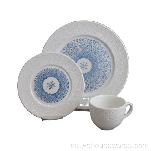 Heißer Verkauf Luxusprägung 18 stücke Keramik Porzellan Geschirr